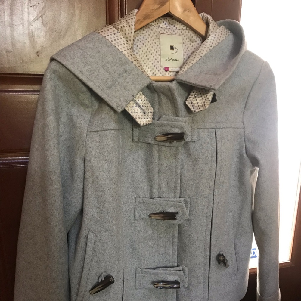 Elevenses Anthropology Gray Hooded Jacket Size 4